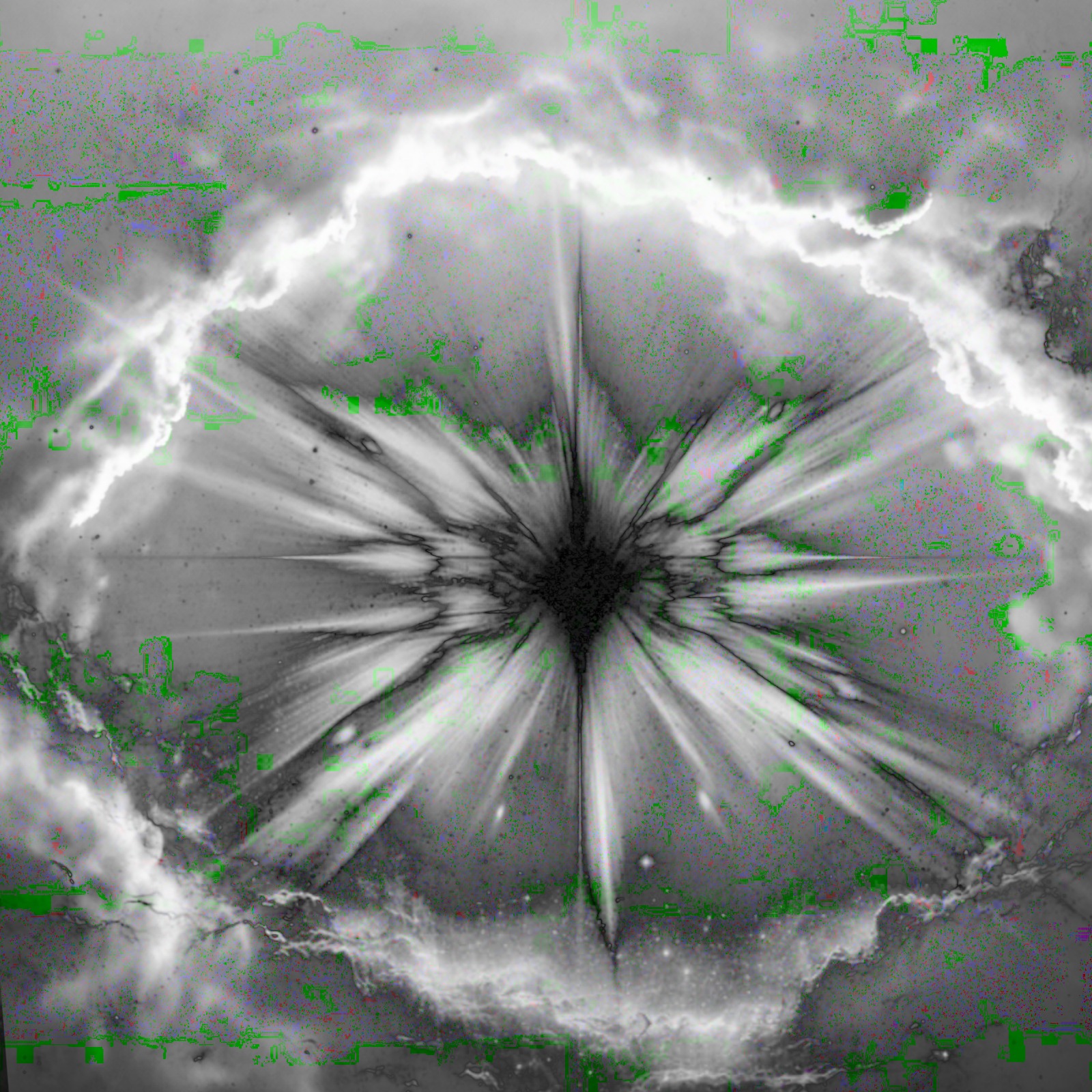 Imagen abstracta en blanco, negro y verde vinculada a INICIA, obra musical de DUBERLY.